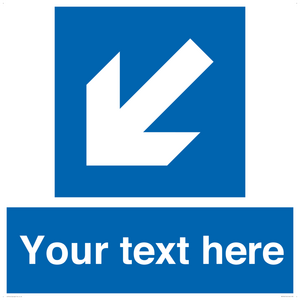 Custom Mandatory directional sign, blue arrow down and left